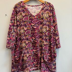 Ulla Popken 20/22 Multicolor Paisley Tunic top